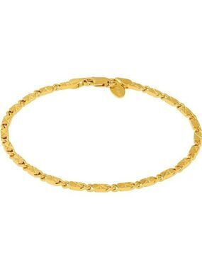 Lifetime Jewelry Gold Anklet 24K Plated Diamond Cut Flat Link Chain 4mm